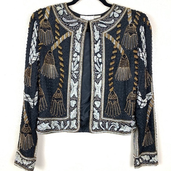 Vintage Retro Silk Embellished Jacket - Picture 1 of 8